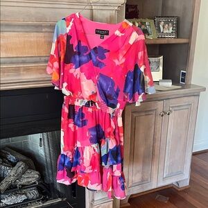 Speechless Pink and Blue Floral Kids Dress